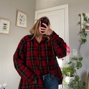 L.L. Bean Red and Black Plaid Shirt